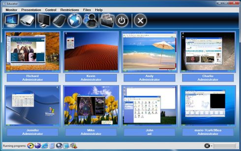 Educator, software for classroom managmnet, screenshot taken with all of the options turned on